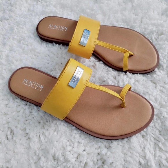 Kenneth Cole Shoes - Kenneth Cole Reaction Flat Sandals Slide Yellow